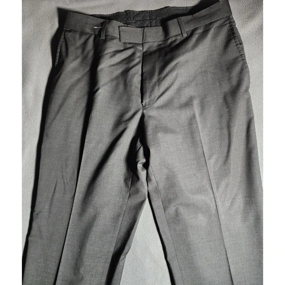 Hugo Boss Pants Mens Size 35R Dark Gray Belt Loops Flat Front Formal USA Made